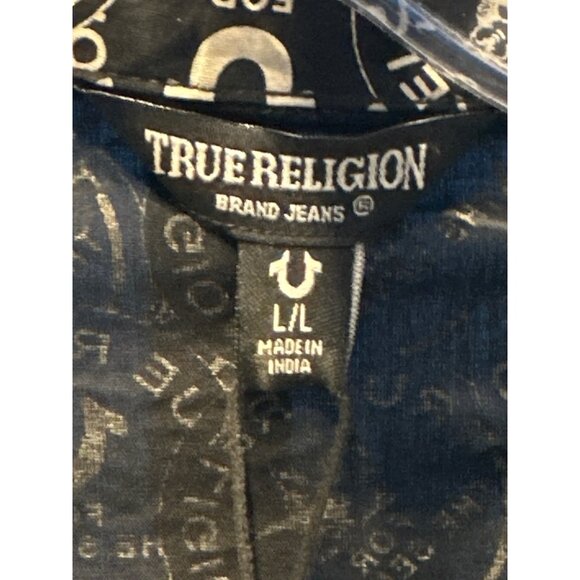 True Religion Mens Resort Shirt Jet Black NWT Size L - Picture 2 of 6